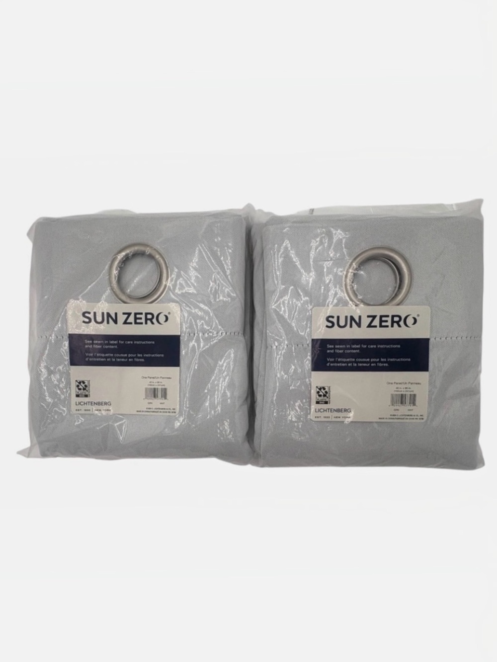 Sun Zero Lichtenberg Grommet Curtain Panels 40x95 Light Gray Set of 2 57791